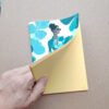 Cuaderno Artesanal A5 - Cubierta Mujer Azul Gafas - Amarillo - Puntos