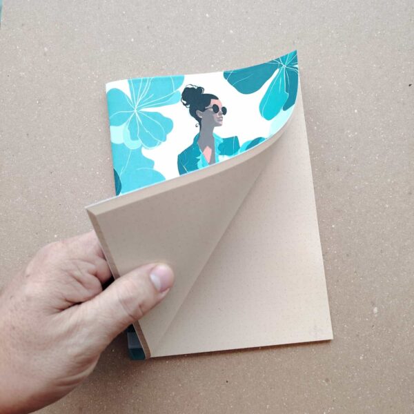 Cuaderno Artesanal A5 - Cubierta Mujer Azul Gafas - Natural - Puntos